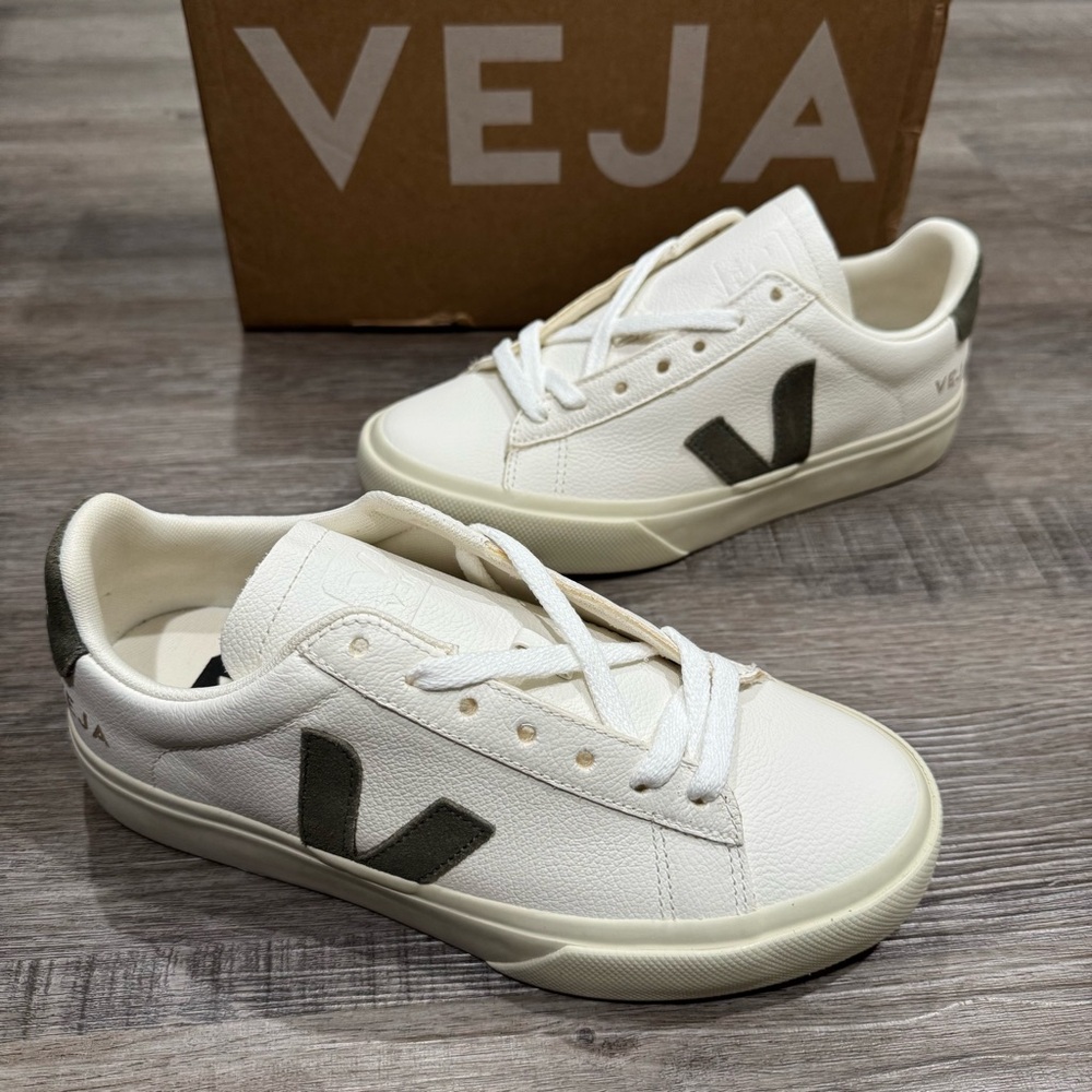 Veja Campo Chromefree Extra White Khaki Leather Sneakers
